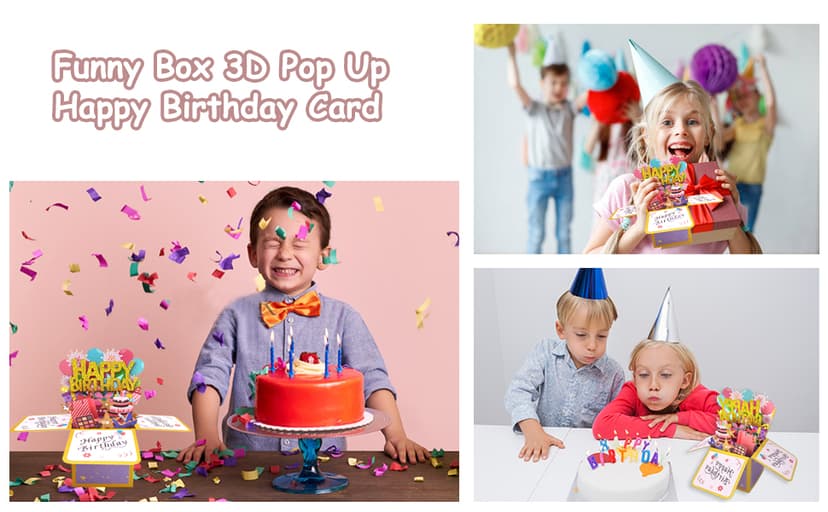 Funny Happy Birthday Pop Up Card, Sweet 3D Birthday Gift Box for Adults and Kids with Envelopes, Unique Handmade Foldable Celebration Cards for Daughter, Son, Mom, Dad, Friend