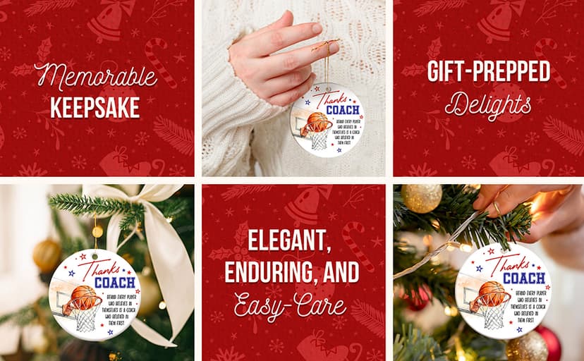 ZAGKOO Basketball Coach Ornament 2025 - Coaches Christmas Ornaments for Men and Women - Basketball Coach Gifts - Sports Thank You and Appreciation Gift Ideas - Ceramic Xmas Tree Ornament Decoration