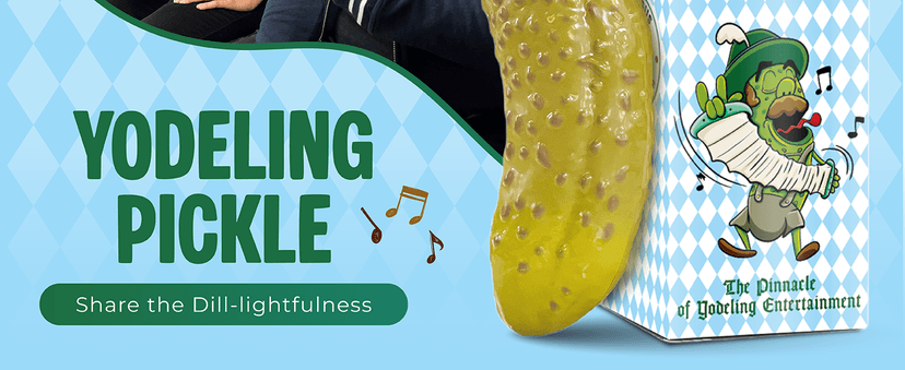 DR DINGUS Yodeling Pickle (1 Pickle) Sings Dill-lightful Musical Yodel Song - Hilarious Laughs - Singing Novelty Gag Gift for Friends Family Coworkers Office Students Classroom