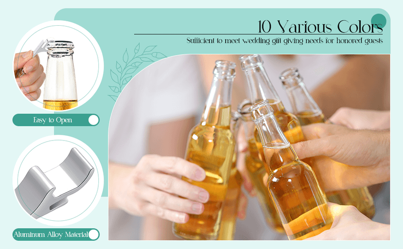 Dandat 100 Pcs Bottle Opener Keychain Bulk Thank You Wedding Favors for Guests Aluminum Wine Beer Opener Engraved Wedding Guest Gifts for Birthday Party Graduation Souvenirs(Silver)