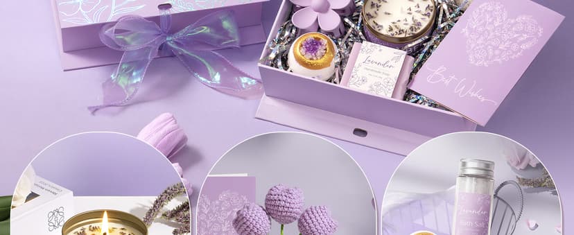 Spa Gifts for Women Bath Gift Set, Lavender Relaxing Spa Gift Baskets Home Bath Set Self Care Kit Care Package Thank You Christmas Birthday Gifts for Women Mom Her Friend Sister Teen Girl Wife Grandma