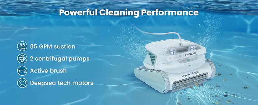 Chasing Hydro 4 SE Pool Vacuum for Inground Pools | Robot Cleaner for Floor, Wall & Waterline | Always Cleaning, Never Charging | 40ft Cord | 4.1L Filter Basket for Inground & Above Ground Pools