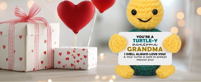 Funny Turtle Grandma Gifts Mothers Day Birthday I Love You Grandma Gifts for Grandmother Nana Gigi Mimi Present from Granddaughter Grandkids Grandson Handmade Emotional Positive Crochet Animals Turtle
