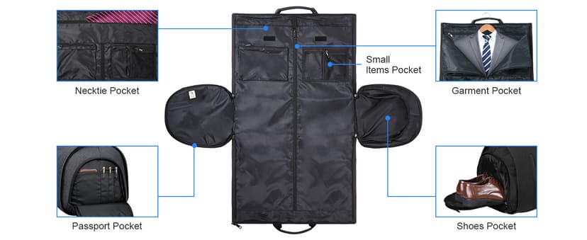UNIQUEBELLA Convertible Garment Bag for Travel Carry on Garment Duffel Suit Bag with Shoe Compartment Weekend Flight Bag for Men