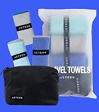 Acteon Microfiber Gym Towels 5 Pack, Quick Dry Silver ION Odor-Free Sweat Towel, Super Absorbent Fast Drying for Men & Women, Workout, Yoga, Running, Hiking, Travel – 16x30.5 Inch