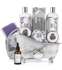 Gifts For Women Gift Basket for Women– 9 Piece Set of Vanilla Coconut Home Spa Set, Includes Fragrant Lotions, Extra Large Bath Bombs, Coconut Oil, Luxurious Bath Towel & More