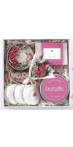 Sweet Coconut Spa Gift Set for Women – Relaxation Gift Basket with Candle, Soap, Salt Scrub & Shower Steamers – Birthday, Thank You, Bridal Shower & Self Care for Mom, Wife, Sister, Friend