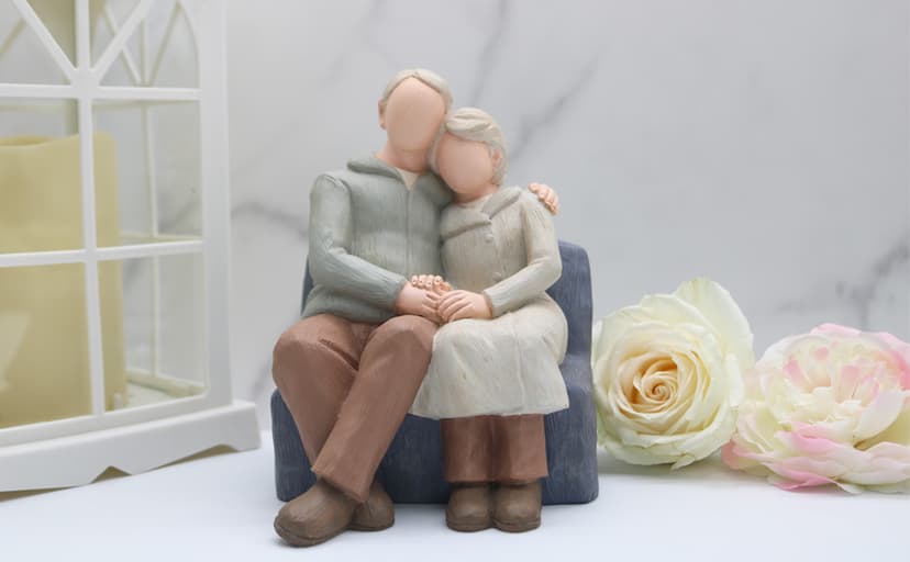 Couple Anniversary Sculpted Hand-Painted Figure Gifts Husband and Wife Wedding Figurine Gift, Happy 10th - 80th Anniversary Statue for Him and Her Together