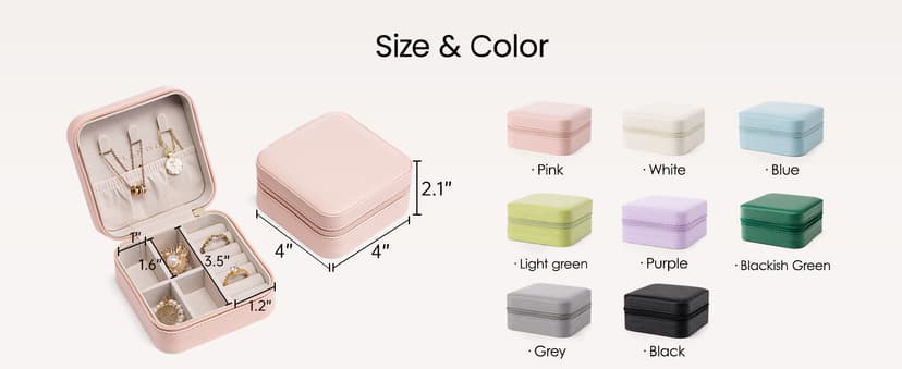 Vlando Travel Jewelry Case - Teacher Appreciation Gifts - Small Jewelry Travel Organizer Box Travel Essentials Christmas Gift for Women Girl - Pink