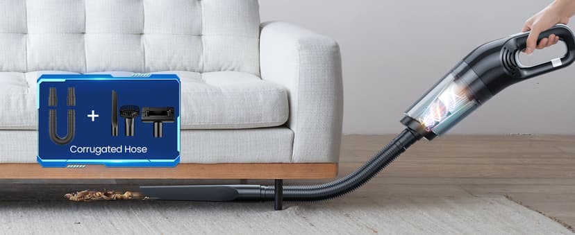 Handheld Vacuum Cordless, 26,000 Pa High Power Suction, Portable Rechargeable Car Vacuum Cleaner for Home, Pet Hair, Keyboard & Furniture, Black