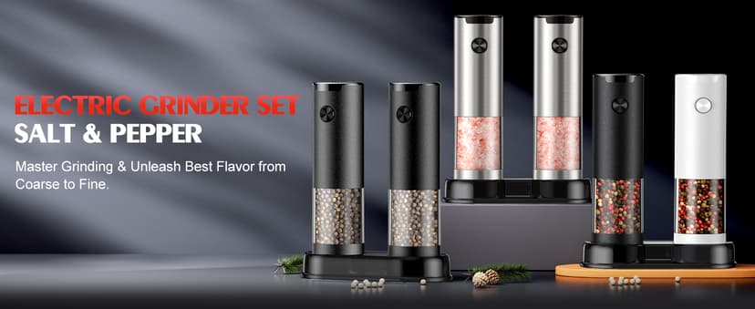 Electric Salt and Pepper Grinder Set Automatic Battery Pepper Mill Shakers Adjustable Coarseness Upgraded Larger Capacity with Led Home and Kitchen Appliances Christmas Gifts for Women
