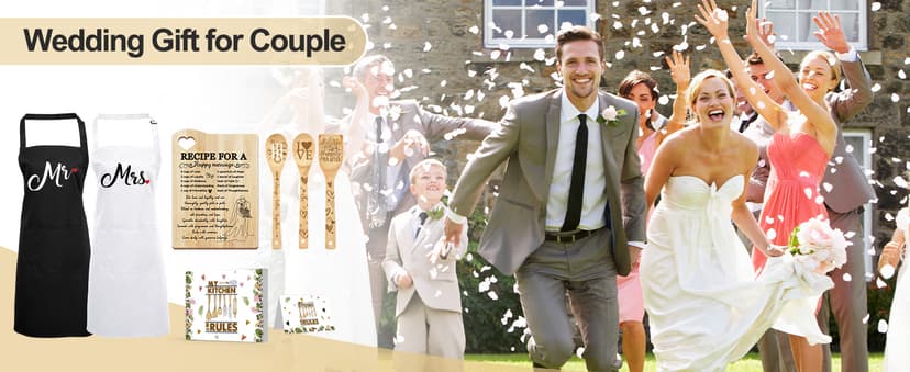 Wedding Gift for Couple 2025, Recipe for A Anniversary Marriage Cutting Board Mr and Mrs Gifts,Bridal Shower Gifts for Bride and Groom Engagement, Newlywed Bride o Be Gifts, Christmas His Her Gifts