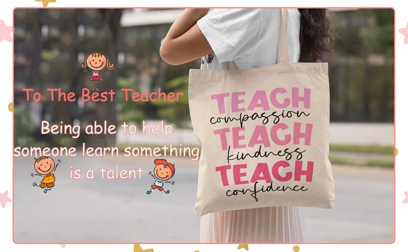 Teacher Appreciation Gifts School Canvas Tote Bags Aesthetic Travel Beach Bag Summer Reusable Grocery Shopping Bag