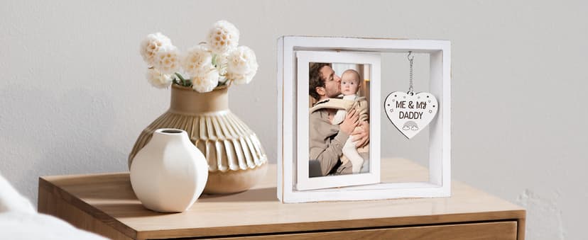 New Dad Gifts, First Time Dad Gifts, Me and My Daddy Picture Frame, Baby Gift for Daddy,Room Decor Vintage Style,Baby Gender Neutral Rotating Photo Frame 4x6