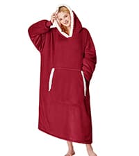 yescool Wearable Blanket Hoodie - Birthday Christmas Gifts for Women Mom Girlfriend, Oversized Flannel Sherpa Cozy Hooded Blanket Sweatshirt Adult With Hood Pocket & Sleeves, One Size Fits All (Grey)