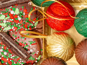 Christmas Chocolate Gift Basket– Holiday Ornament Gift Box with Assorted Christmas Candy – Holiday Food Gift Idea for Men, Women, Family, Corporate- Bonnie & Pop