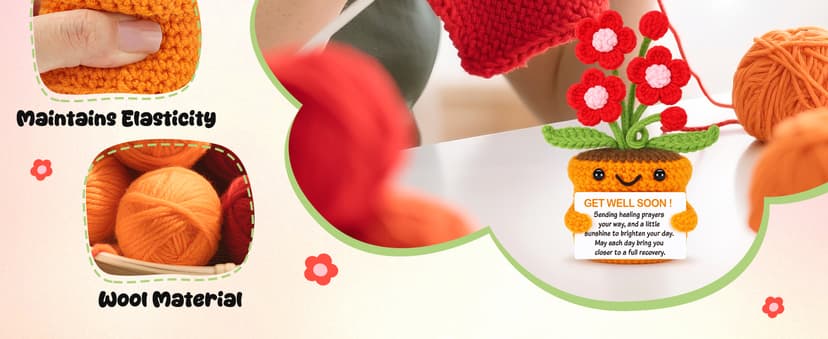 Get Well Gifts for Women After Surgery Recovery Cancer Care Feel Better Thinking of You Gift for Women Men Crochet Flowers Get Well Soon Hospital Bag Essentials Patients Comfort Cheer Up Encouragement