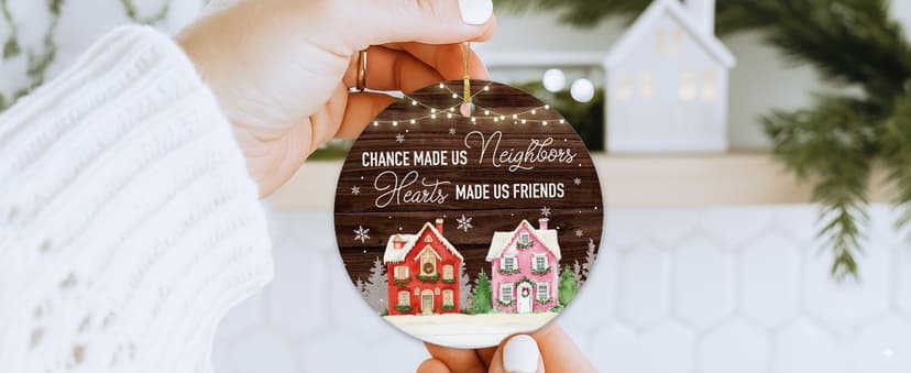 NewEleven Neighbor Gift - Thank You Gifts, Gifts for Neighbors and Friends, Men, Women - Cute Neighbor Ornament for Friend, Neighborhood - Christmas Ornament