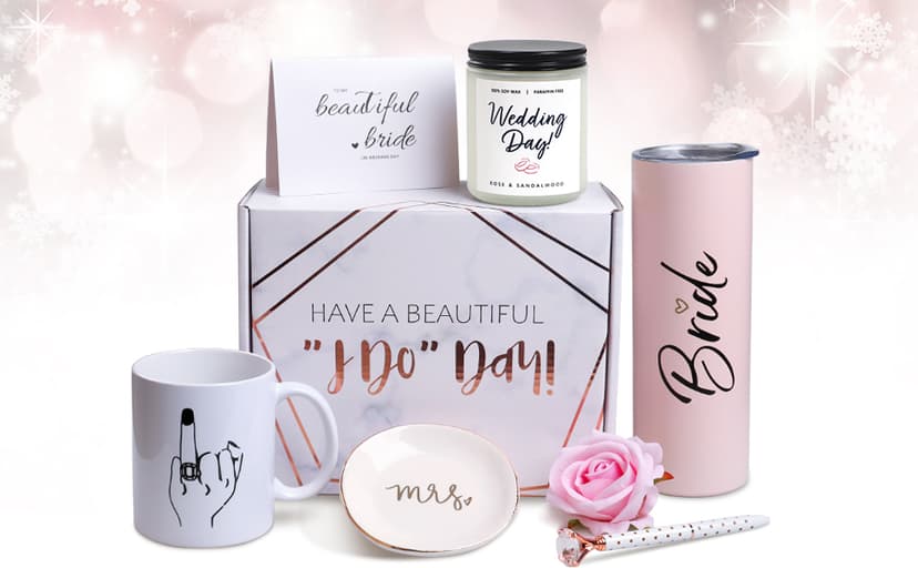 Bride To Be Gifts Box, Bridal Shower, Bachelorette Gifts For Bride, Engagement Gift For Her, Wedding Gift For Bride, Bachelor Party Gifts, Stainless Steel Tumbler Cup, Mug, Scented Candle - (Pink)
