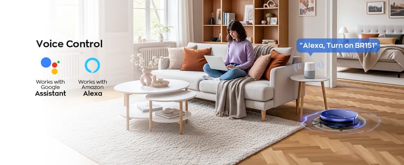 Robot Vacuum and Mop Combo, 2-in-1 Mopping Robot Vacuum Cleaner with 2300Pa Suction, 2.87'' Slim Design, Wi-Fi/App/Voice Control, 3D Obstacle Avoidance&Self-Charging for Hard Floors, Carpets, Pet Hair