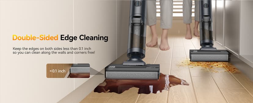 JONR ED12 PRO Wet Dry Vacuum Cleaner,Vacuum Mop, Three Sided Cleaning,Hot Water Self-Cleaning,Hot Air Drying,Tangle-Free,Smart Hard Floor Cleaner Machine with Powerful Suction