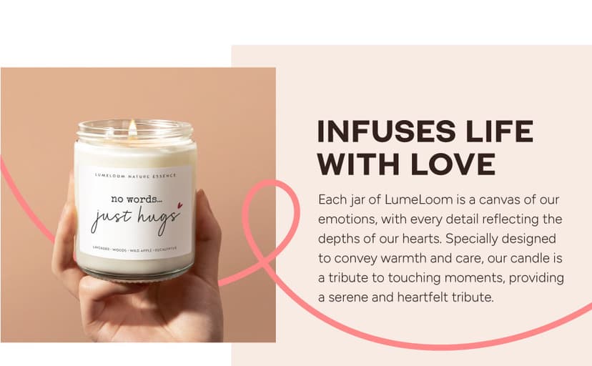 Sympathy Gifts for Loss of Loved One, Memorial Gifts - 9oz Lavender Scented Soy Wax Candle - No Words Just Hugs, Bereavement, Grief, Think of You, Condolence, Get Well Candle for Women