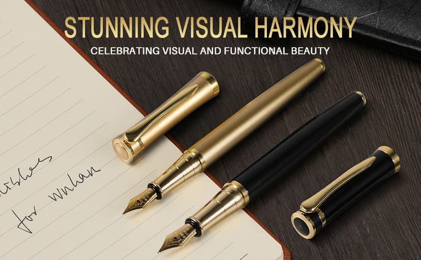 Fountain Pen with Fine Nib | Luxury Gold Finish, Smooth Ink Flow, Complete Set with Ink Cartridges, Converter & Sleeve | Ideal for Professionals, Office, Journaling, and Gifts