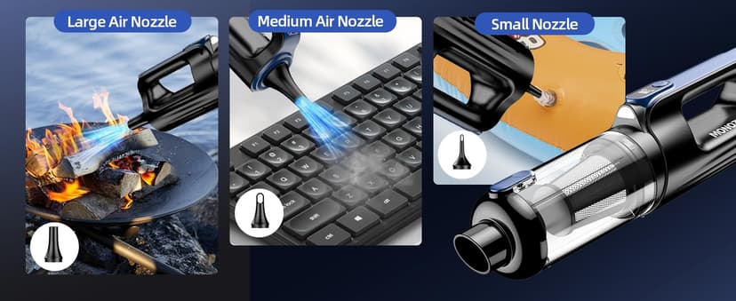 Car Vacuum Portable Cordless, 18000Pa 2 in 1 Vacuum Cleaner&Air Duster, 130W Brushless Motor Handheld Vacuum Cordless with 7800mAh Battery, LED Light, Multi-Nozzles for Car, Home, Office, Pet