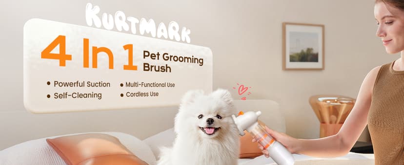 Vacuum Dog Brush for Shedding, 4-in-1 Self Cleaning Slicker Brush for Dogs& Undercoat Rake for Dogs, Deshedding Grooming Tool, Anti-Static, Massage, Cleaning, Shedding & Combing All In One!