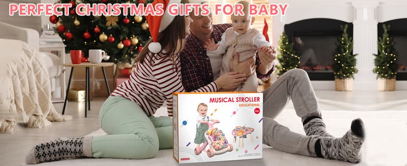 QDRAGON 3 in 1 Baby Walker and Activity Center for Girl, Learning to Walk, Sit to Stand, Early Educational Push Toys with Music Panel for Infant Toddler 12+ Months Pink