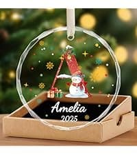 First Christmas Married Ornament, Personalized Wedding Gifts for Couple, Mr and Mrs Gift, Bridal Shower Gifts, Just Married for Newlywed Couples, Bride, Crystal Glass Wedding Christmas Ornaments 2025