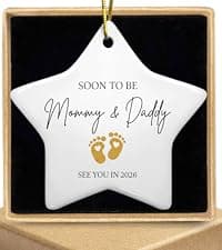 Grandparents Gifts - First Time Grandparents Gifts for Grandma, Grandpa - Baby Pregnancy Announcement Ornament for New Grandma - Grandpa to Be Ornaments 2026 - Ceramic Hanging Ornament