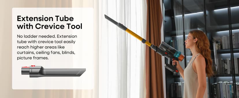 ElecKeys Cordless Vacuum Cleaner, 600W 50KPA 70Mins Self-Standing Vacuum Cleaners for Home, Stick Vacuum with Touch Screen, Upgraded Anti-Tangled Vacuum Cordless for Pet Hair, Floors, Carpets, Gold