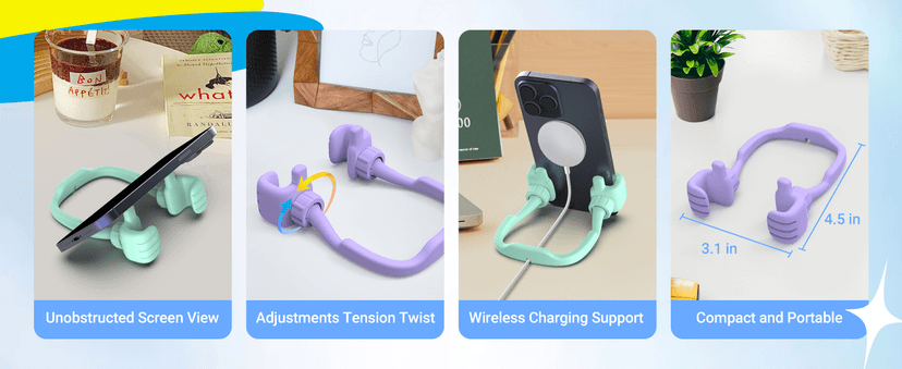 Stocking Stuffers for Teens Girls Boys Adults Cell Phone Stand: UPGRADE Adjustable Thumbs Up Lazy Phone Holder for Desk Cool Gadgets Fun Birthday Gift Ideas for Kids Teenager Women Gifts for Christmas