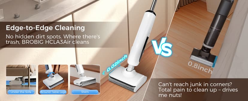 Wet Dry Vacuum Cleaner, 180°Lie-Flat Vacuum Mop All in One with Auto Self-Cleaning, Smart Floor Cleaner Machine for Hard Floor, 45 Mins Runtime, Edge Cleaning, Self-Propelled Vacuum Mop Combo