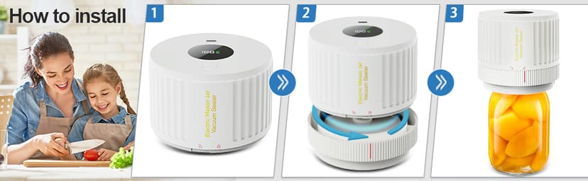 Electric Mason Jar Vacuum Sealer Kit for Wide Mouth and Regular Mouth Mason Jar - White