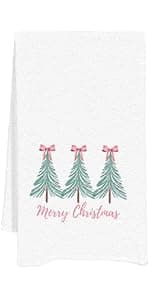 Christmas Cake Kitchen Dish Towels, Baking Christmas Tree Hand Towels Decorative for Farmhouse Kitchen Table, Cute Xmas Trees Gifts for Women Girls for Mom Hostess 16x24