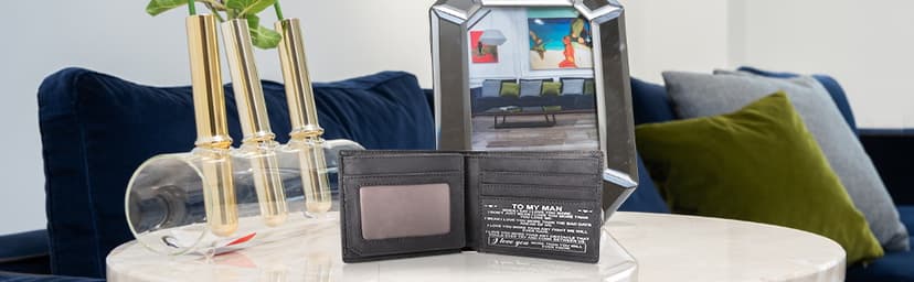 Kenon Personalized Leather Wallet For Man, Engraved RFID Blocking Bifold Stylish Black Wallet For Man Valentines Birthday Christmas Gifts