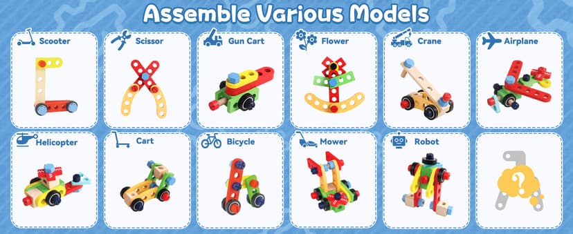 Kids Tool Set with Drill, Educational Montessori Toys for 3 Year Old Boys 44 Pcs STEM Kids Toys Wooden Toddler Tool Set with Apron & Box Christmas Birthday Gifts for 3 4 5 Year Old Boy Girl