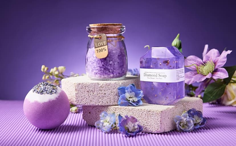 Gifts for Women, Mom, Wife, Girlfriend, Sister, Her - Happy Birthday, Christmas, Valentine's Day, Mothers Day Gifts - Lavender Spa Gift Basket Set