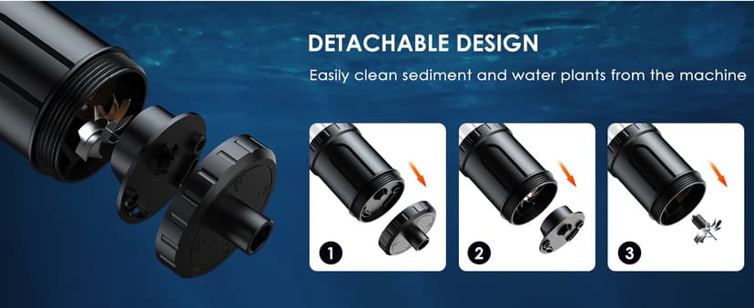 36W Fish Tank Vacuum Gravel Cleaner Electric: Aquarium Vacuum Gravel Cleaner with Strong Suction for Automatic Water Change Algae Cleaner Sand Wash Water Circulation and Water Shower, Timed Off