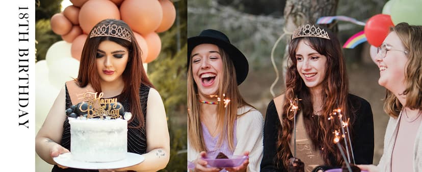 Crown and Pearl Pin Set for 18th Birthday - It's My 18th Birthday Sash, Tiara, Cake Topper, Decorations and Gift for Her