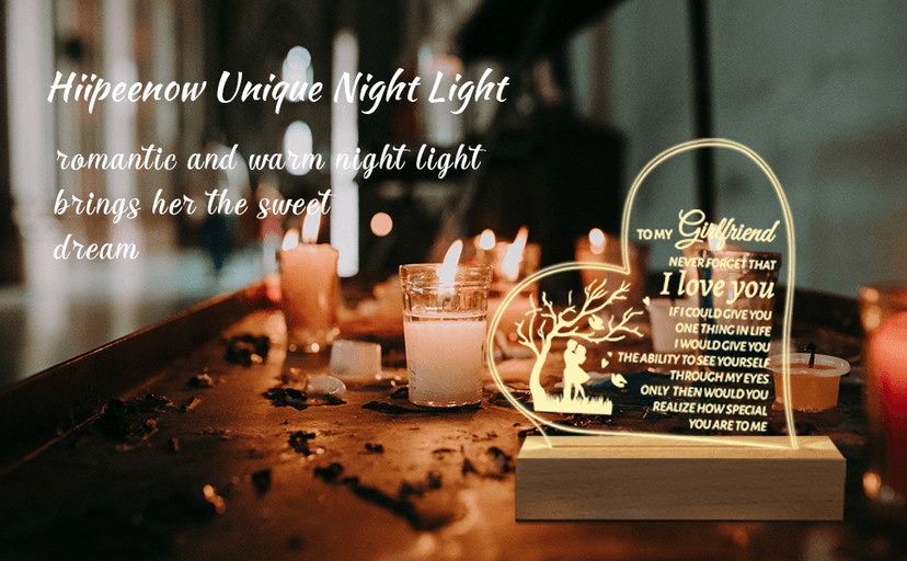 Hiipeenow Valentines Day Gifts for Girlfriend, to My Girlfriend Acrylic Engraved Night Light 15 * 19CM Presents, Birthday Anniversary Christmas Valentines Day Gifts for Girlfriend