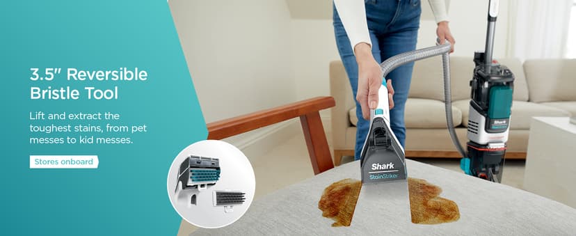 Shark CarpetXpert with StainStriker Upright Carpet, Area Rug & Upholstery Cleaner with Pet Mess Extractor Tool, Perfect for Pets, Carpet Shampooer, 3 Cleaning Tools, Cleaning Solutions, White, EX201