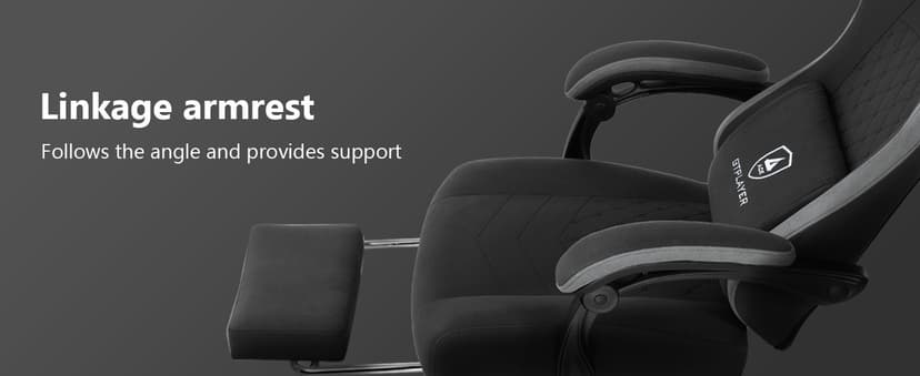 GTPLAYER Gaming Chair, Computer Office Chair with Pocket Spring Cushion, Linkage Armrests and Footrest, High Back Ergonomic Computer Chair with Lumbar Support Task Chair with Footrest(Black)