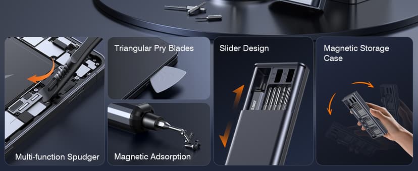 JOREST Mini Electric Screwdriver, Precision Set with 38-in-1 Magnetic Bits, Repair Tool Kit for iPhones, Laptop, Drone, Game Console, Camera, Toys; Stocking Stuffers for Men;Birthday Gift for Father