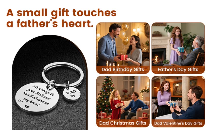 Father’s Day Gift - Dad Gifts from Daughter for Birthday Christmas Valentine’s Day, I'll Always Be Your Little Girl, You Will Always Be My Hero Daddy Keychain, Father Daughter Keyring