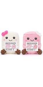 A AIFAMYFunny Positive Coffee, Emotional Crochet Doll, Cute Crochet Potato Partner Toy with Positive Card Cheer Up Funny Gag Gifts for Best Friend Birthday Women Teacher Fall(Beer