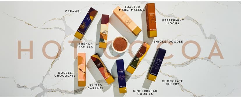 Thoughtfully Gourmet Hot Chocolate Gift Set, Flavors Include Salted Caramel, Peppermint, French Vanilla and More, Packaged in Gift Box with Bow, Set of 9