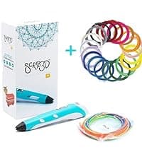 SCRIB3D P1 3D Printing Pen with Display - Includes 3D Pen, 3 Starter Colors of PLA Filament, Stencil Book + Project Guide, and Power adapter
